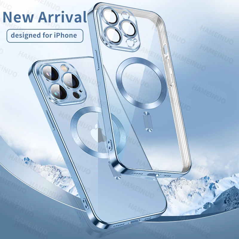 

New luxury case for iphone 11 12 13 pro MAX back cover with magnet for magsafe bumper etui capa CD pattern plating funda iphone