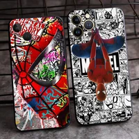 marvel spiderman for iphone 13 12 11 pro max mini x xr xs max 6 6s 7 8 plus phone case soft carcasa coque back liquid silicon