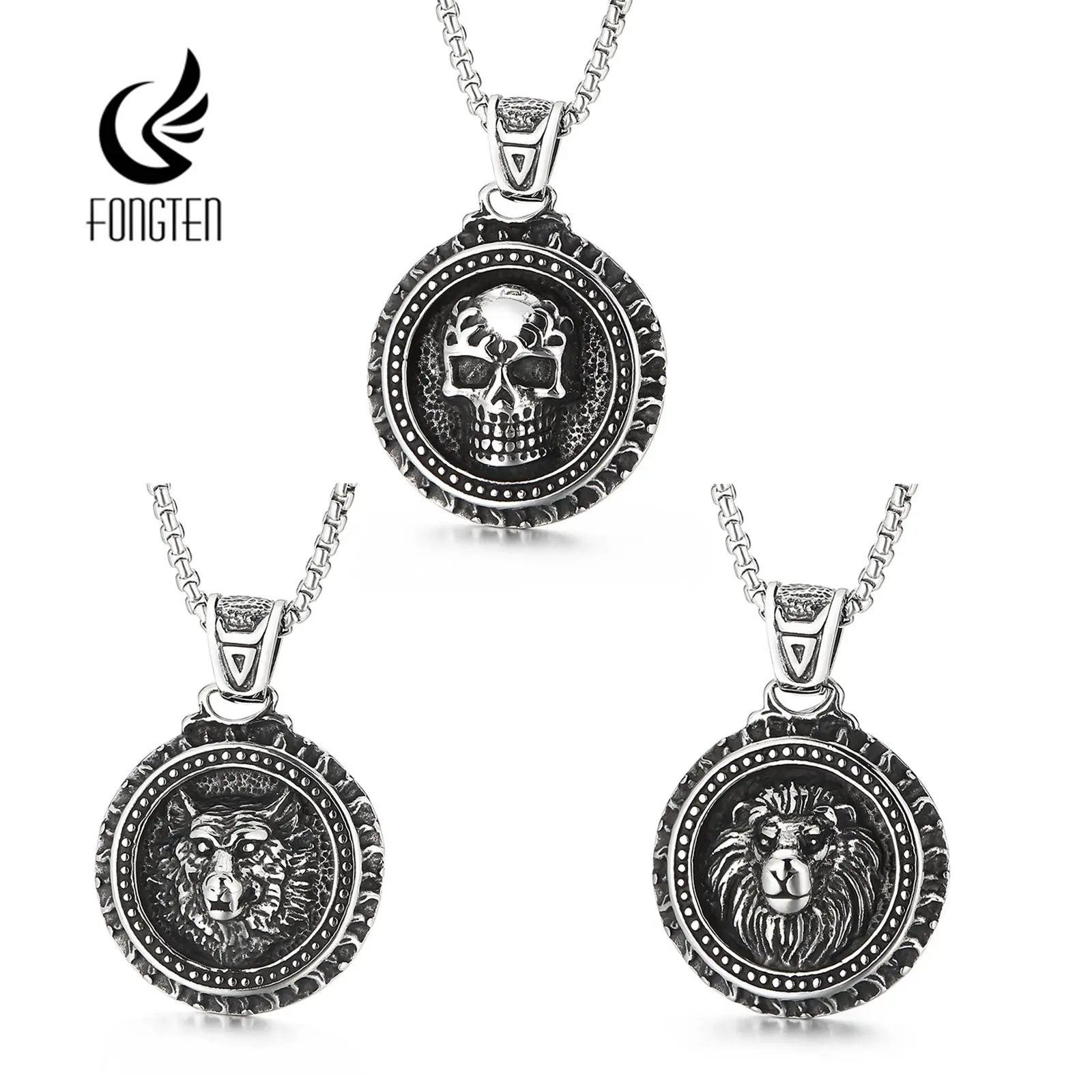 Ожерелье Fongten с подвеской на шею из нержавеющей стали для мужчин цепочка в виде