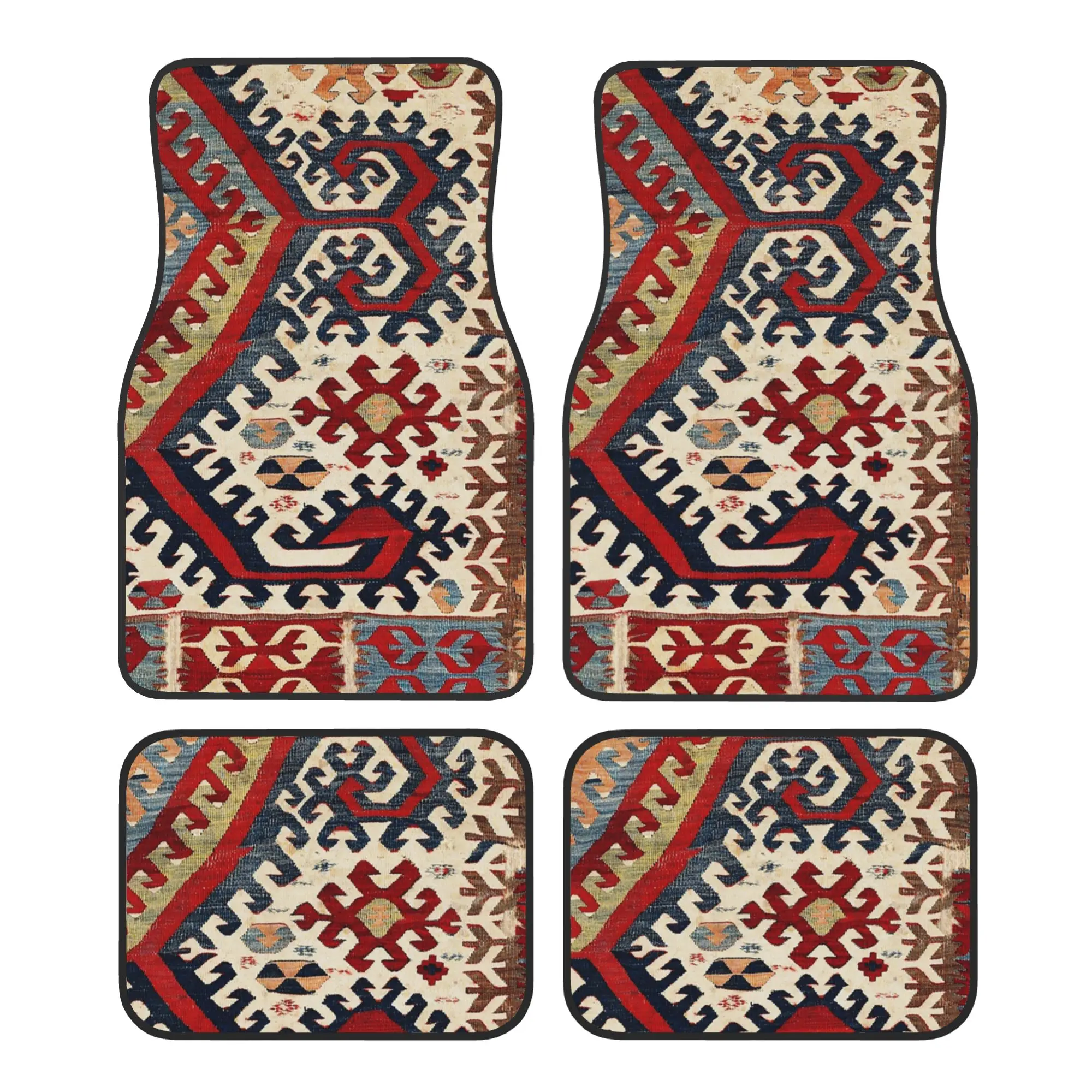 Фото Комплект из 4 универсальных автомобильных ковриков Hotamis Antique Konya Turkish Kilim из хрустального бархата для переднего и заднего ряда, защитные коврики для автомобиля №1