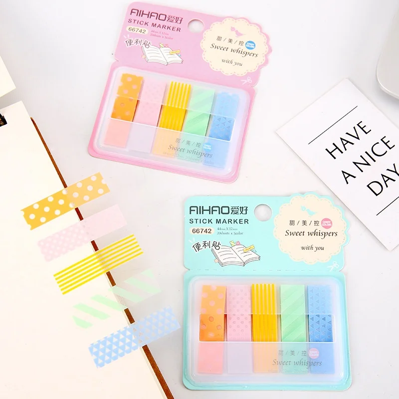 

100 Sheets Translucent Waterproof Post-it Notes Korea Cute Classification Index Stickers Removable N-time Stickers