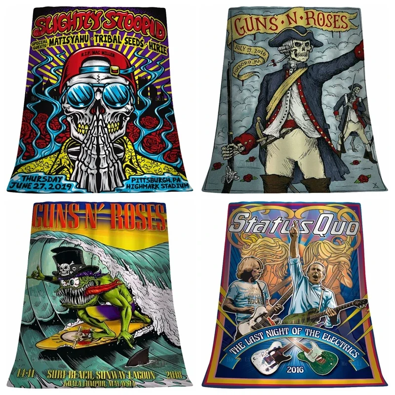 Небольшое креативное мягкое фланелевое одеяло для музыкальной группы Guns N' Roses