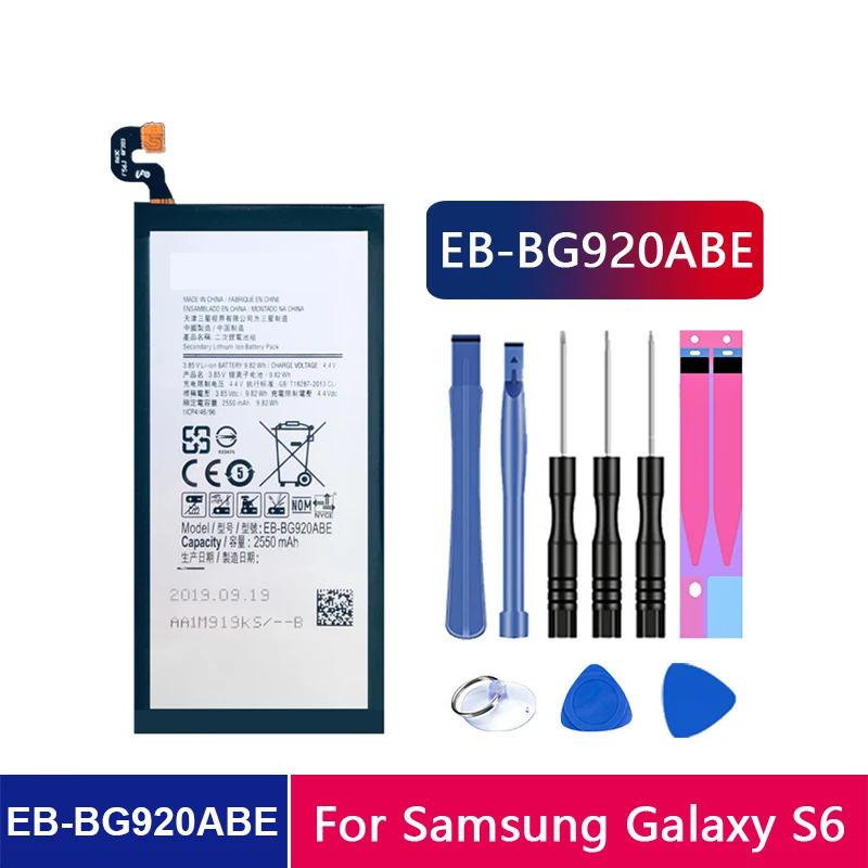 Samsung Phone Battery EB-BG920ABE For Samsung GALAXY S6 SM-G920 G920F G920i G920A G920V G9200 G9208 G9209 Replacement Battery