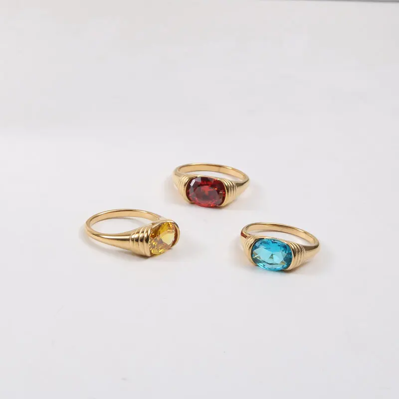 

Japanese And Korean Fashion Titanium Steel Plated 18k Gold Ring For Women
