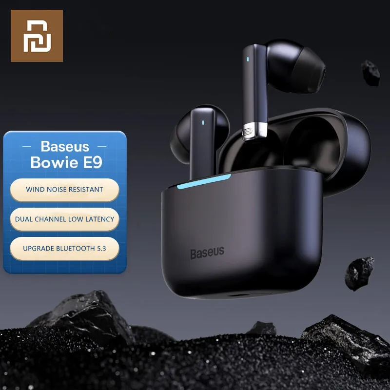 

Baseus Bowie E9 Wireless Earphone Bluetooth 5.3 with 4-mics ENC True Wireless Headphone Noise Canceling Gaming Sport HiFi Earbud