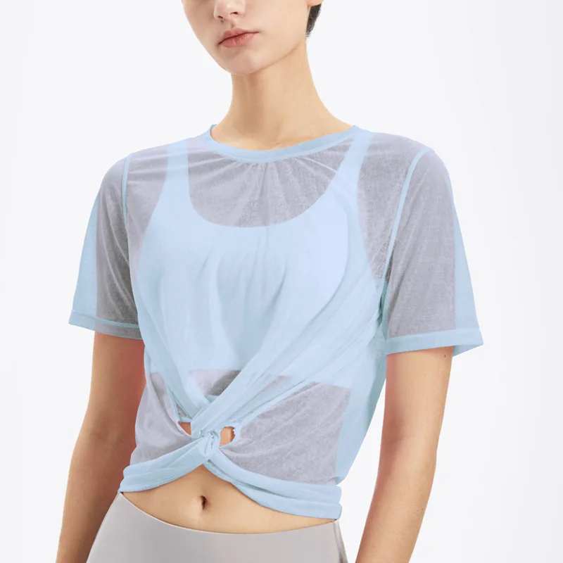 

2022 New Women's Yoga Shirts Mesh Sports Top Fitness T-shirt Loose Breathable Quick Drying Short Sleeve Sports Blouse