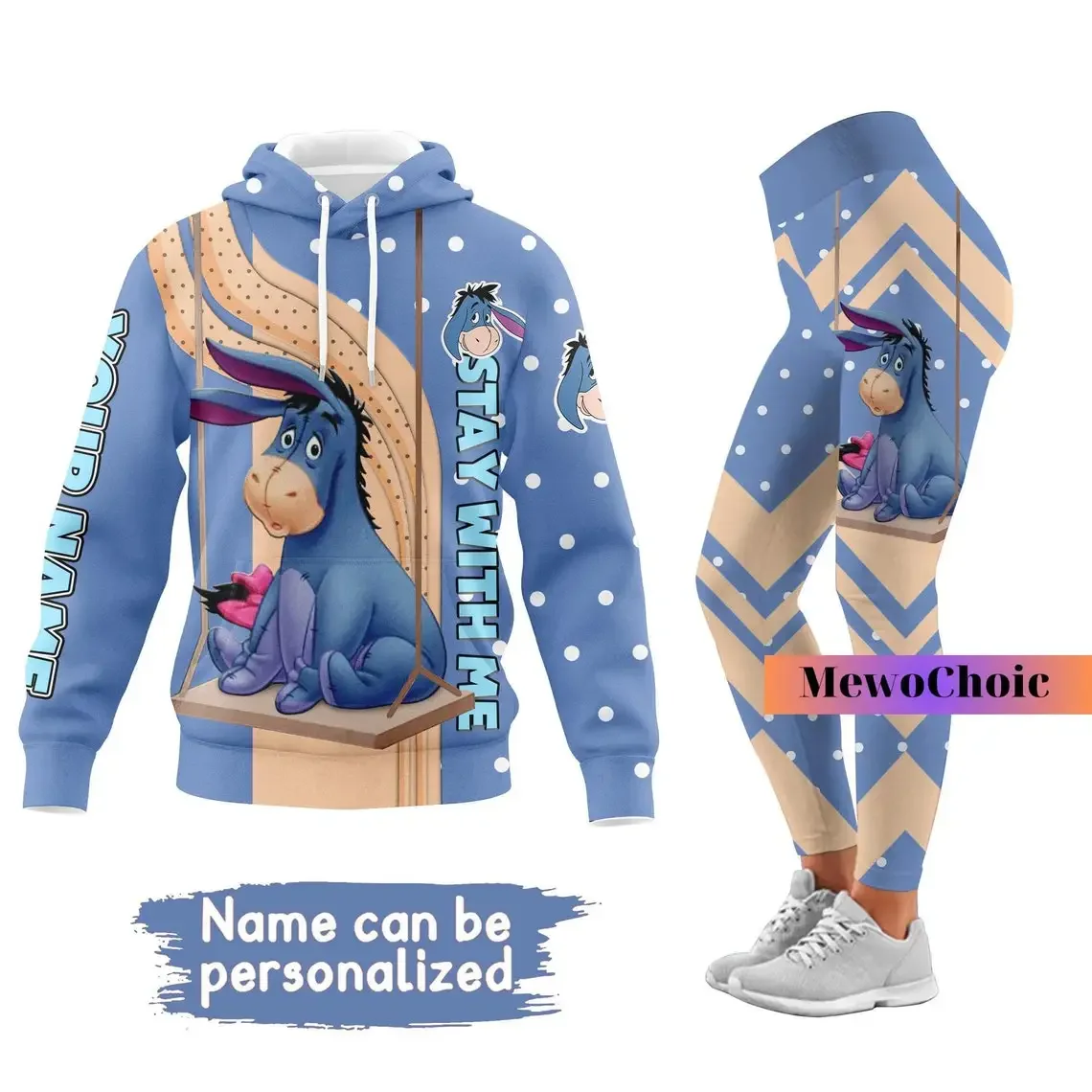 Персонализированная 3d Толстовка Eeyore Женская толстовка с капюшоном и штаны для
