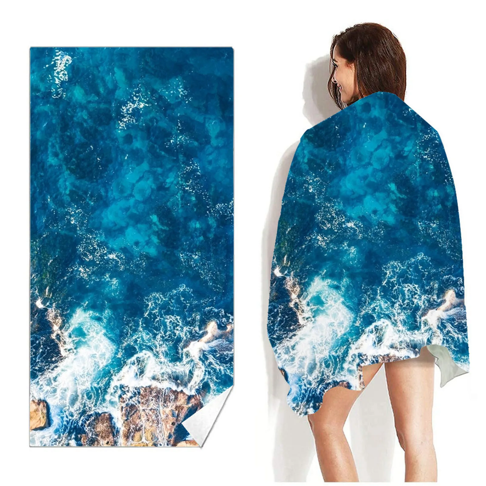 

Пляжное полотенце из микрофибры, оверсайз s Tie Dye, Крутое, для путешествий, бассейна, роскошное, для выступлений, банное полотенце, 2 шт. в упако...