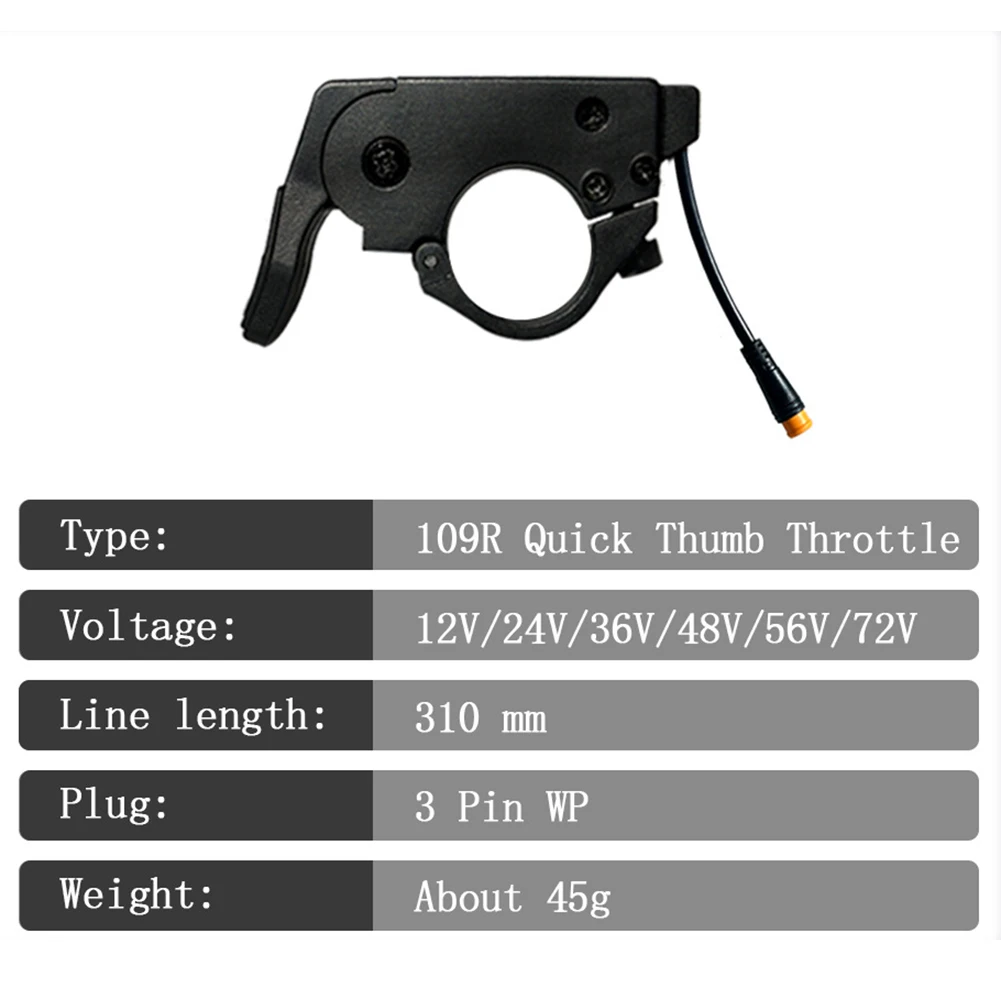 

Universal 12V-72V Bicycle Thumb Throttle Waterproof Lithium Electric Moped Quick Release Thumb Throttle WP Connector 109R