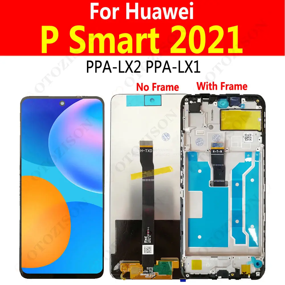 Женский дисплей для Huawei P Smart 2021, ЖК-дисплей с рамкой, сенсорный дигитайзер в сборе, сменный дисплей PSmart 2021