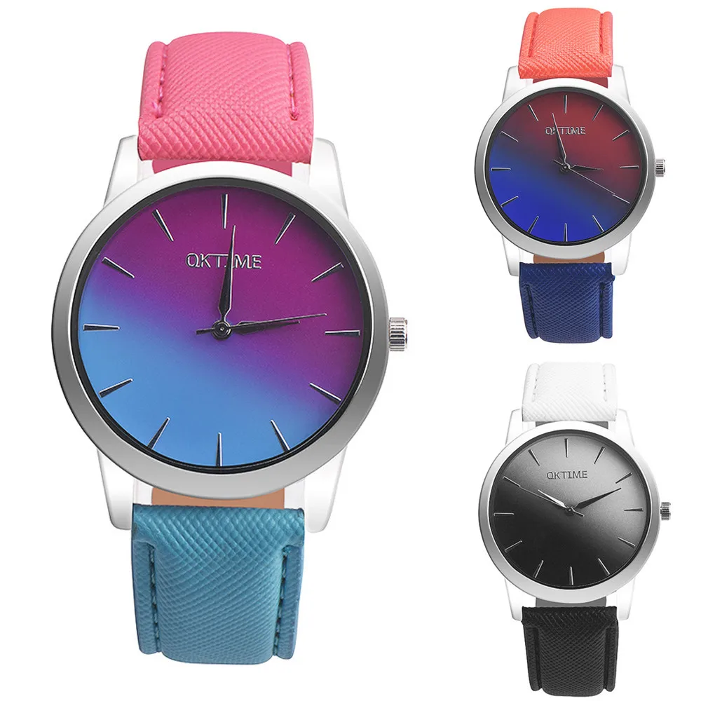 

Luxury Retro Rainbow Design Watches For Women Leather Band Analog Alloy Quartz Wrist Watch Ladies Digital Montre Femme Gifts