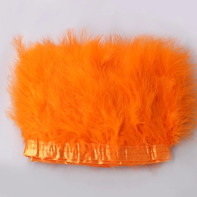 

10 Meter Orange Dyed Marabou Feathers Trim Fringe Clothing Sewing Decoration 10-15CM Soft Feather Ribbon Crafts Plume Wholesale