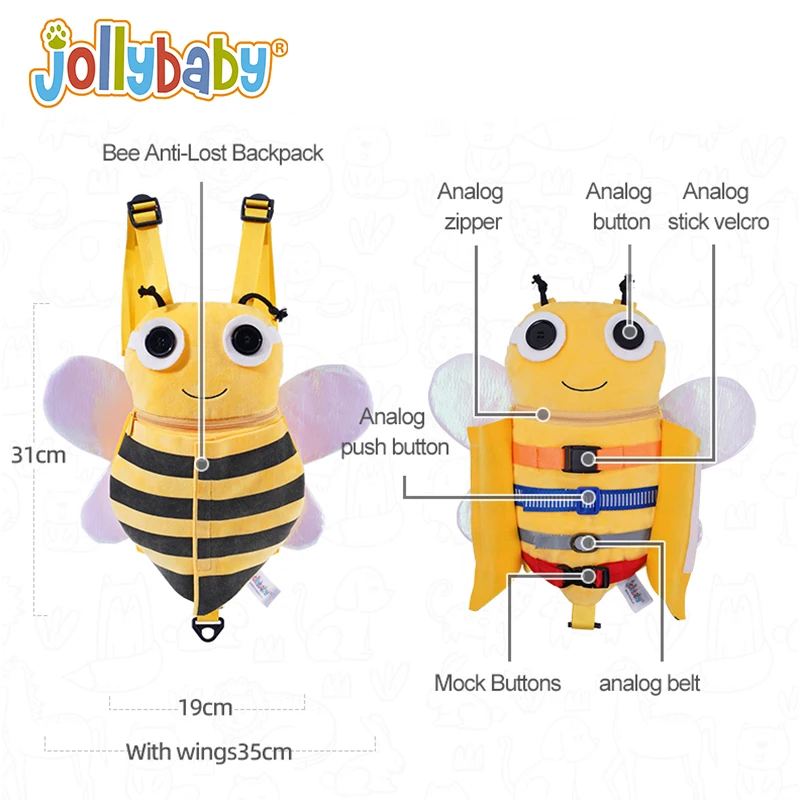Jollybaby Todler Anti Lost Babybagpack Insect Harness Bag Busy Board Fidget Toy Leash Backpacks for Children Kids with 90cm Rope enlarge