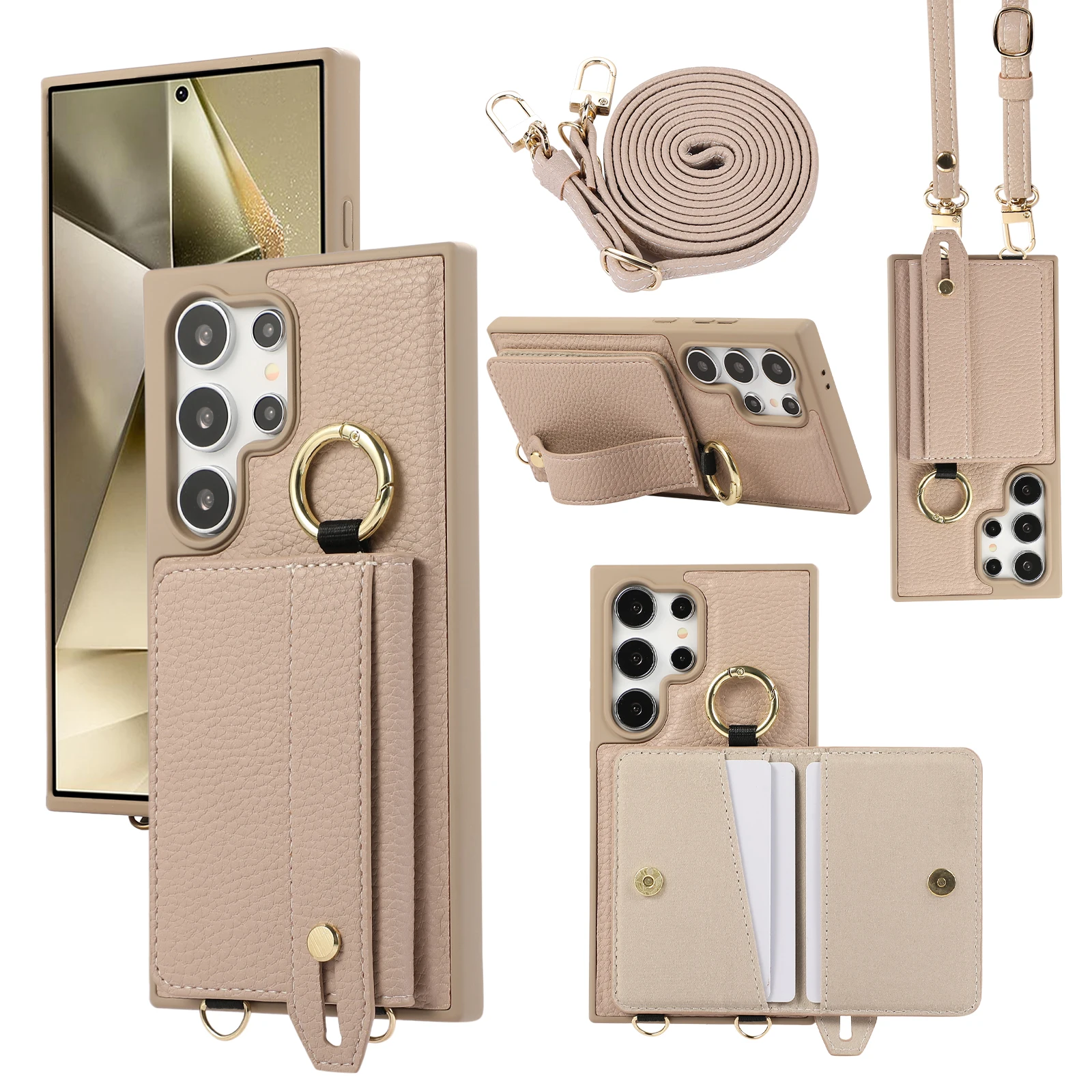 Кожаный ремешок через плечо держатель для карт чехол-кошелек Samsung Galaxy S24 Ultra S23 S22