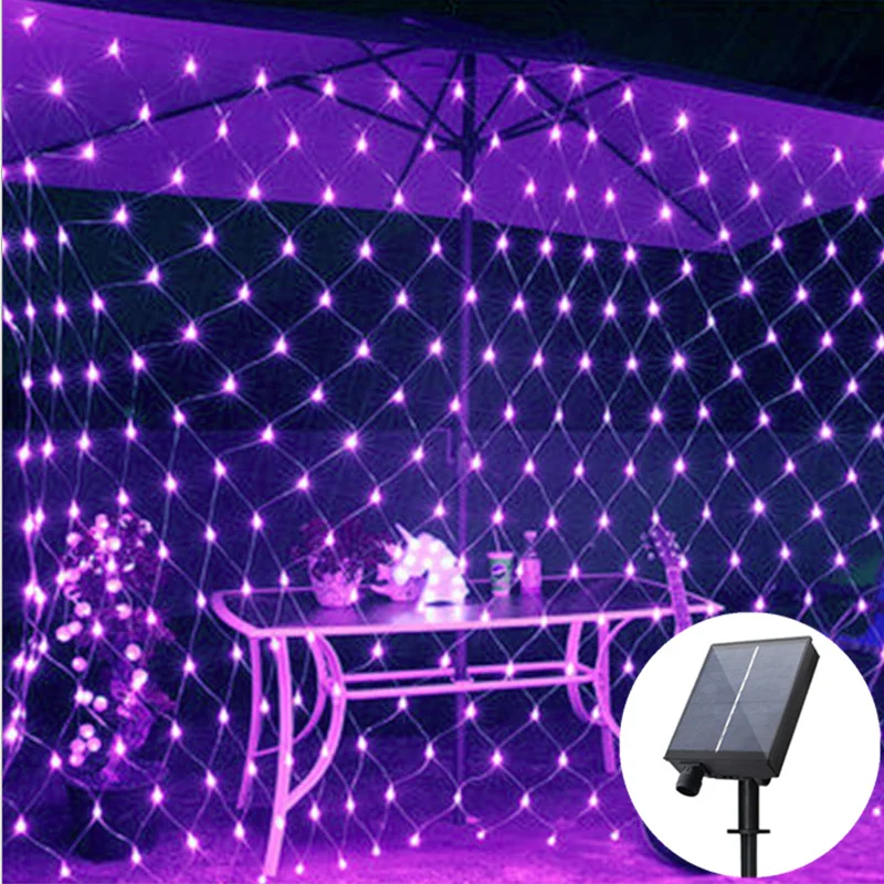 

Светодиодная сетчатая уличная лампа на солнечной батарее, 1,5 м * 1,5 м, 3 м * 2 м, освещение для дерева, занавеска-Гирлянда для окон, стен, сада, забора, Декор