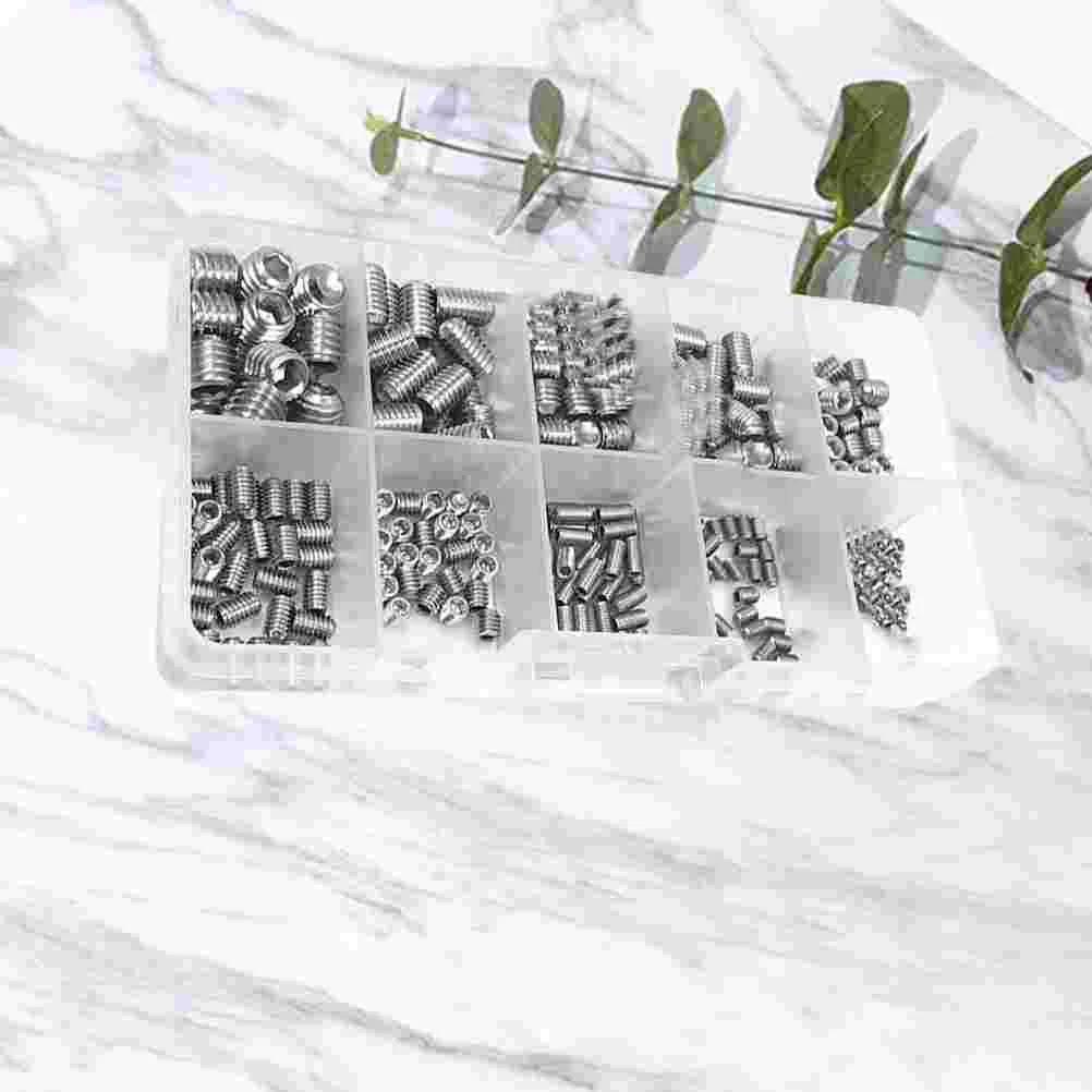 

300PCS Inner Hexagon Set Screw Kit Stainless Steel Screw Assortment Set Hexagon Socket Set Screw Kit Silver M5