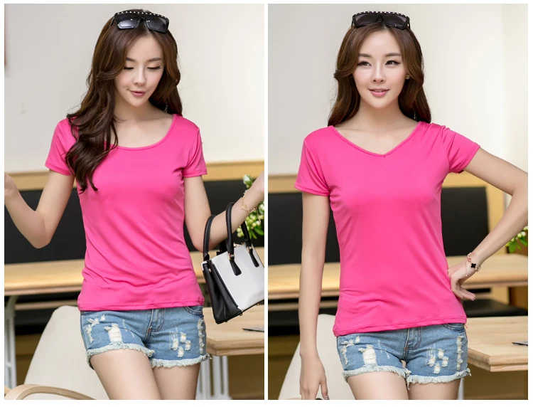 

2020 Garment Women Short Sleeve Shirt lvory Red