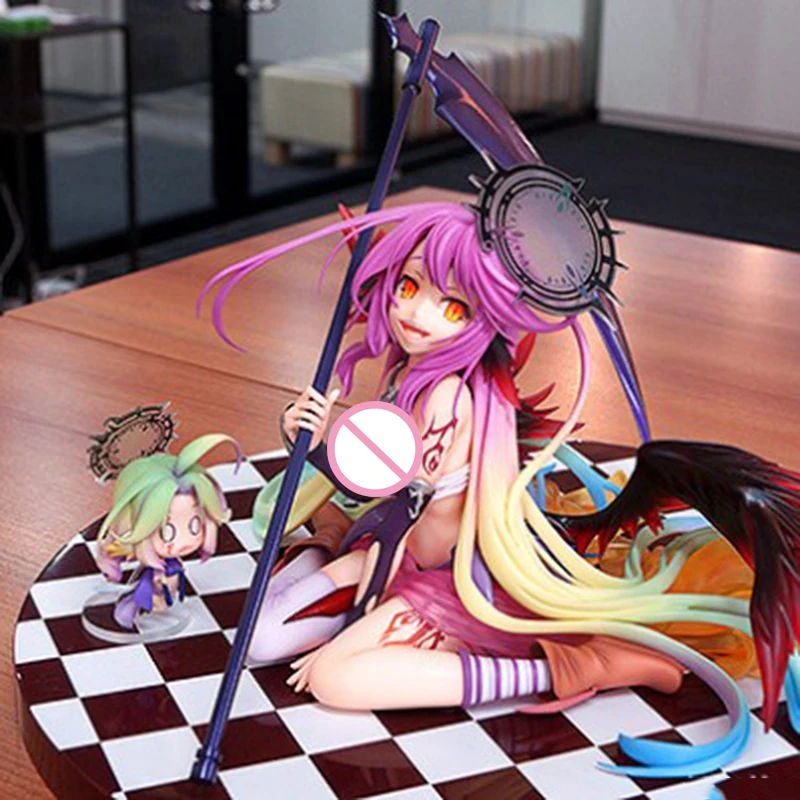 

15cm Anime No Game No Life Zero Jibril Action Figure Great War Ver Gradient Hair Wing Sickle Sitting Posture PVC Model Doll Toys