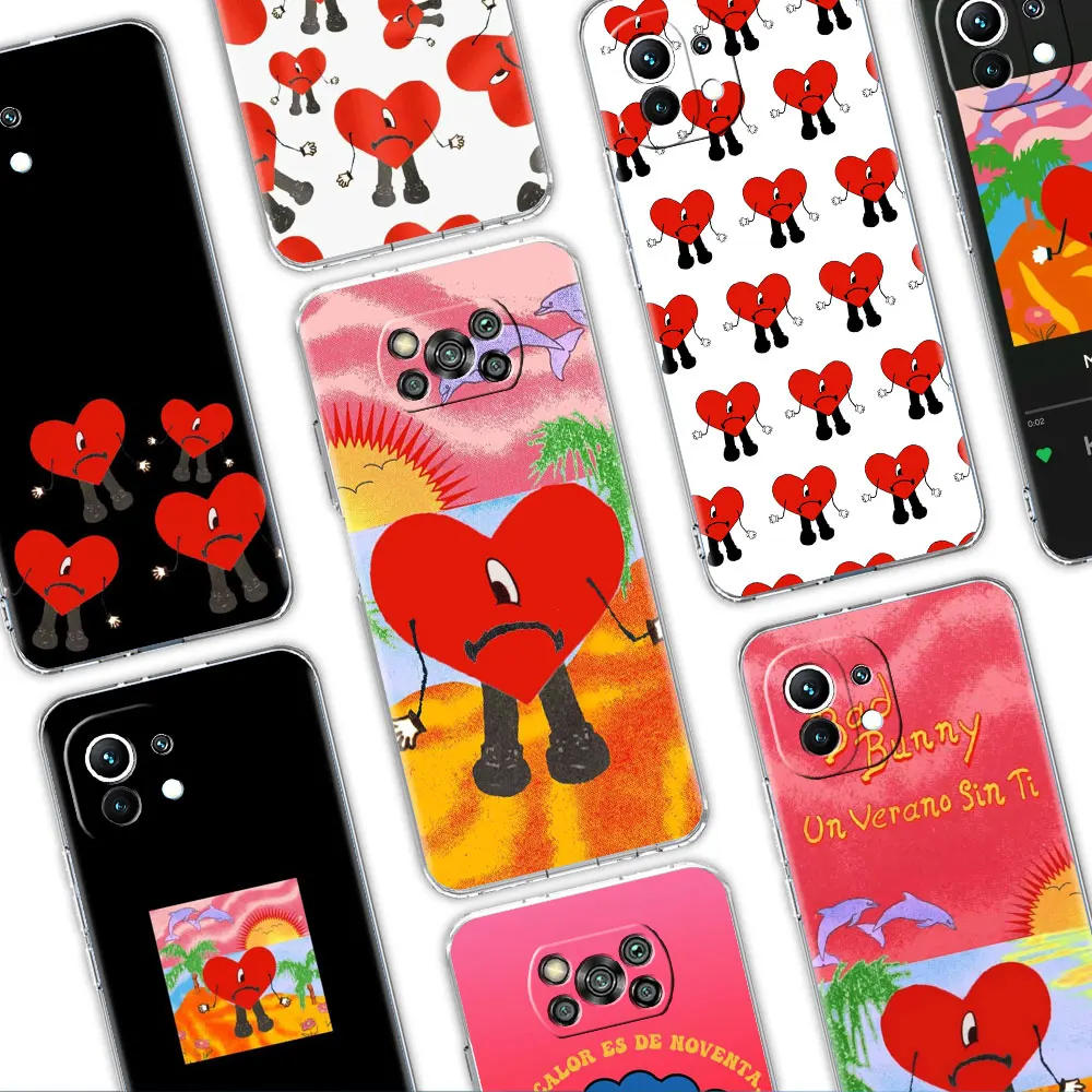 

Clear Phone Soft Case for Xiaomi Poco X3 NFC M3 F1 F3 Mi 11 10t Lite 12 12X 11T Pro Note 10 Cover Yo Perreo Sola Red Love Heart