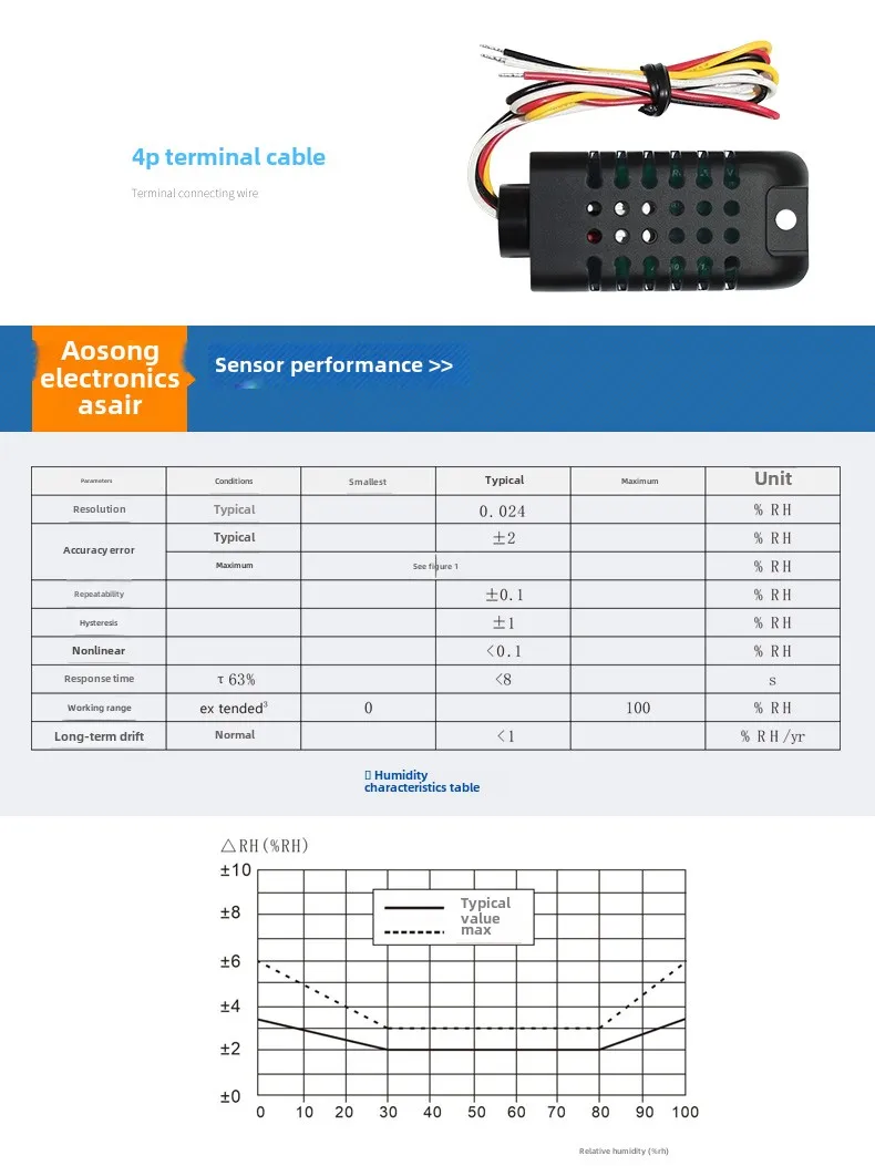 AM2301B Встроенный датчик температуры и влажности IIC цифровой сигнал ASAIR новый AM2301