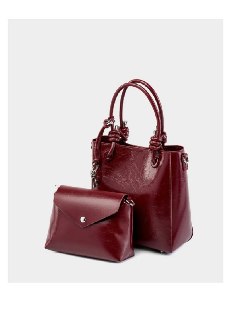 Женская сумка из натуральной кожи роскошная через плечо воловьей с сумкой