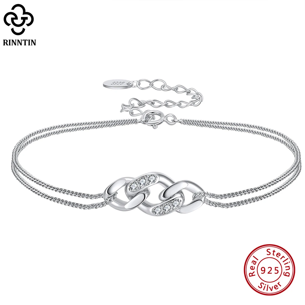 

Rinntin 925 Sterling Silver Infinity Love Bracelet for Women Girls Adjustable Dainty Fashion Endless Love Bracelet Jewelry SB134