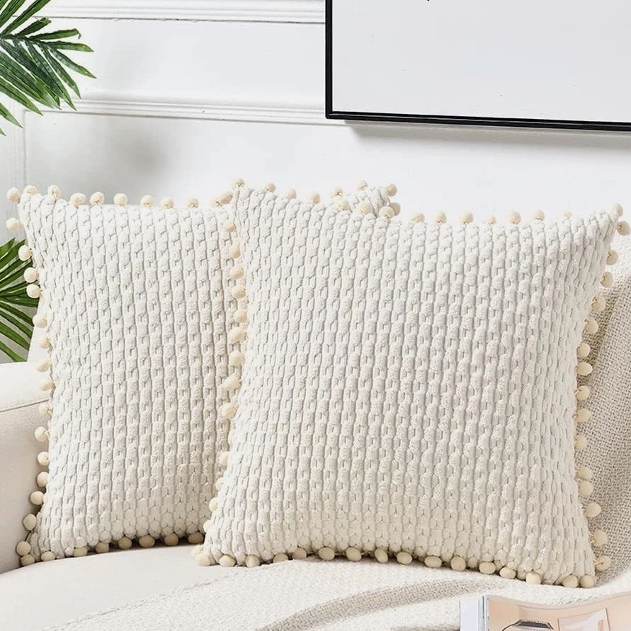 

Вельветовая наволочка с помпоном, 45x45, декоративный дизайн, наволочка с рисунком, 30x50 см для дивана, искусственный Декор для дома