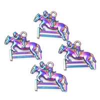 10pcs alloy equestrian shape charms pendant accessory rainbow color for jewelry making necklace earring metal bulk wholesale