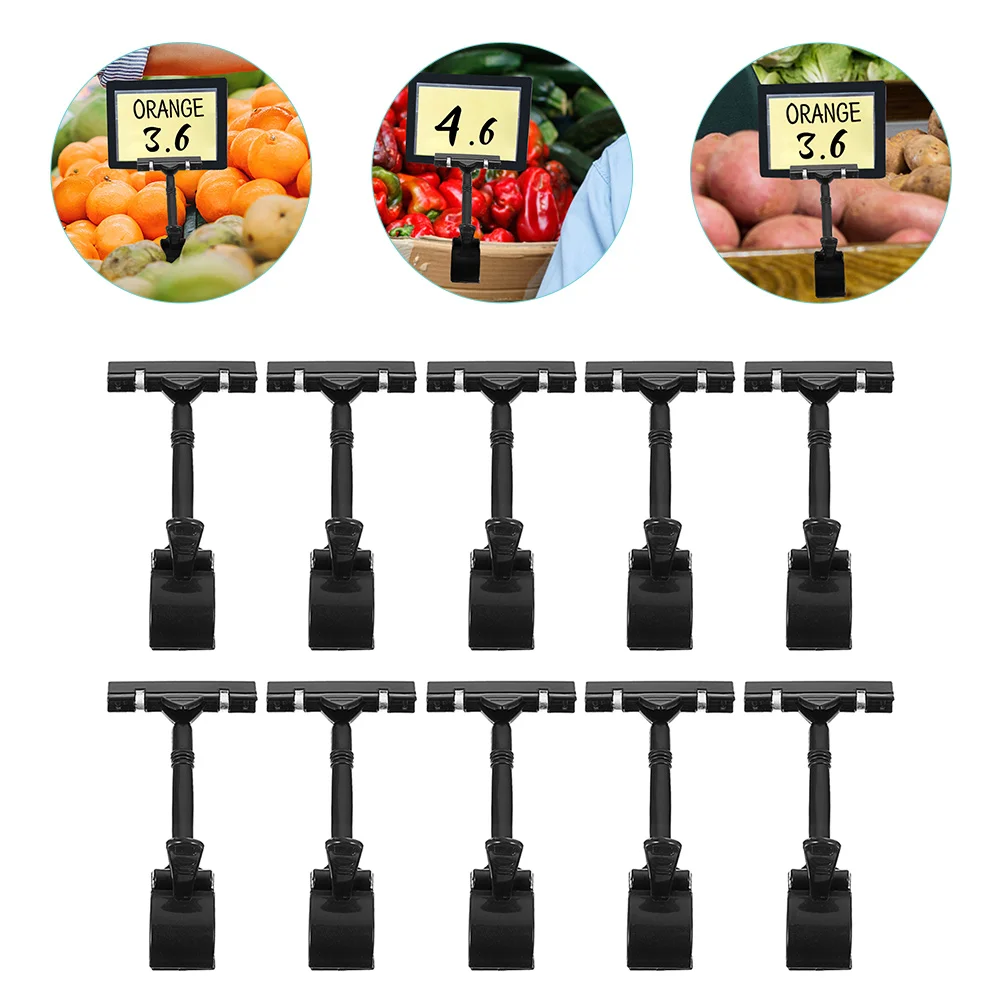 

10 Pcs Pop Advertising Folder Plastic Sign Holder Clips Price Display Holders Tag Food Tags Label Merchandise