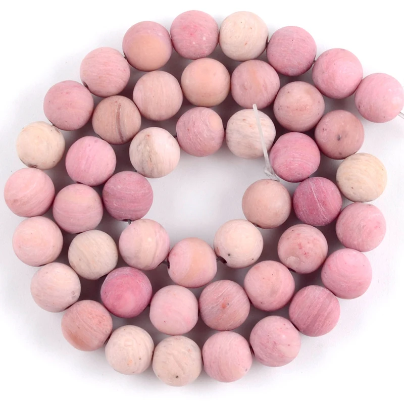 Wholesale 4/6/8/10mm Natural Matte Stone Rhodochrosite Loose Beads For Bracelet Necklace Jewelry Making 15"
