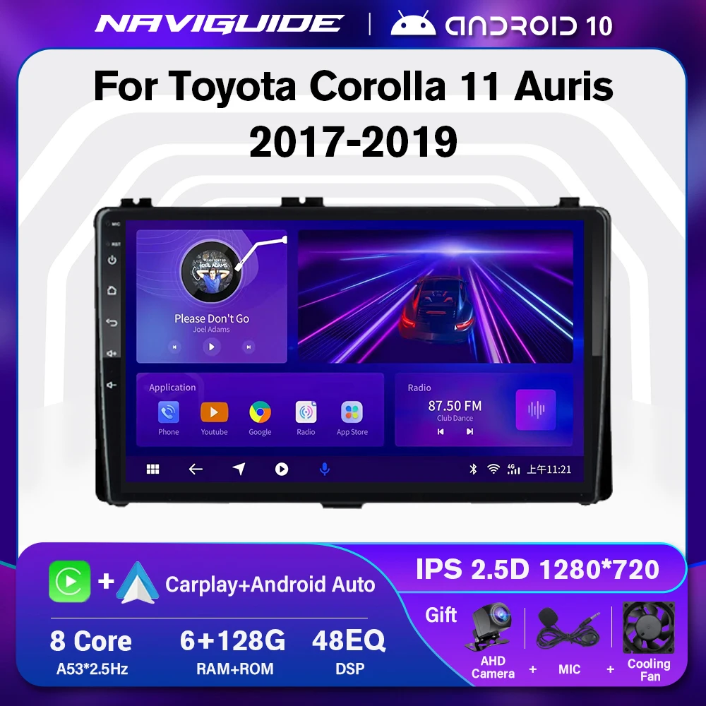 

NAVIGUIDE P1 Android 10 Car Radio For Toyota Corolla 11 Auris E180 2017 2018 2019 Stereo Multimedia Player Carplay Head Unit DSP