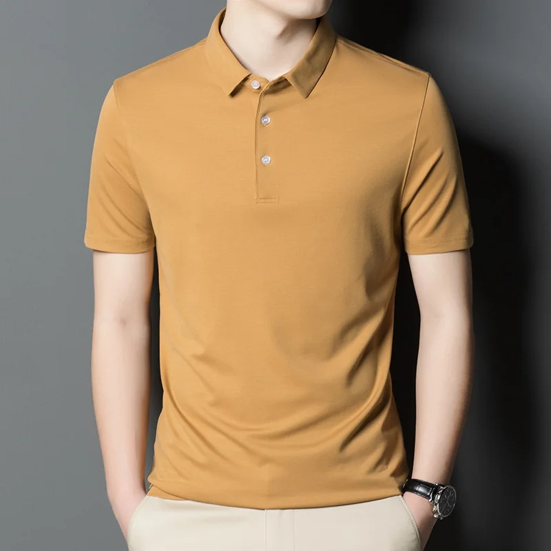 

Boys Short Sleeve Summer Polo Shirts Thin Loose Casual Breathable Silk Shirt Plus Size 3xl 4xl Men Office Wear Formal Tops Tees