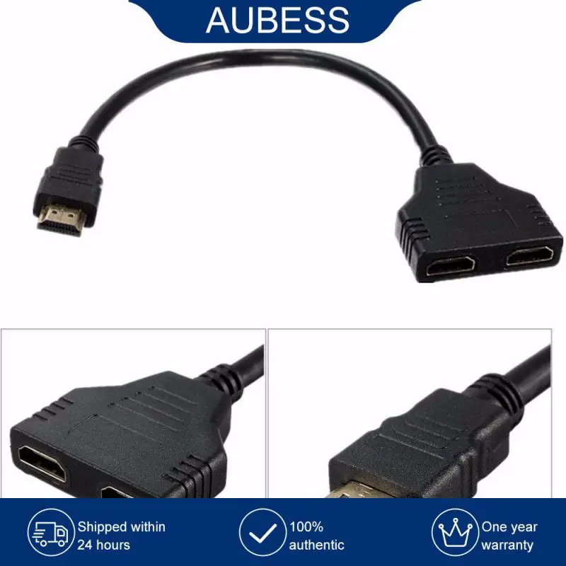 

Portable Adapter Converter 30 Cm 1080p HDMI-compatible Adapter High Quality Signal Transfer 1 In 2 Out Splitter Cable Portable