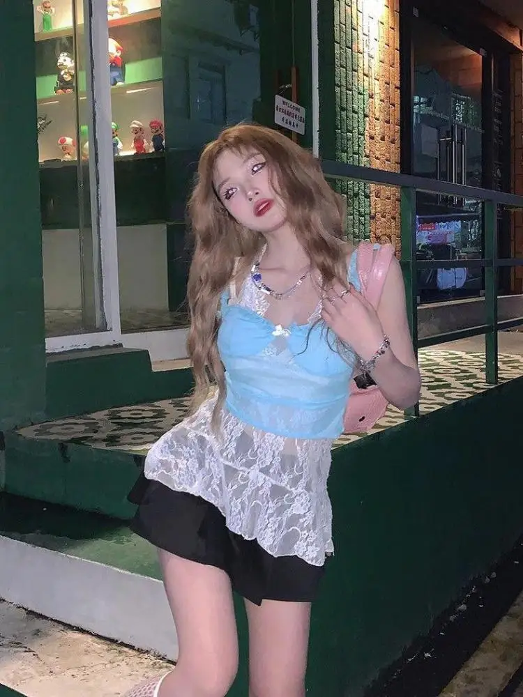 Женский кружевной топ без рукавов с открытой спиной