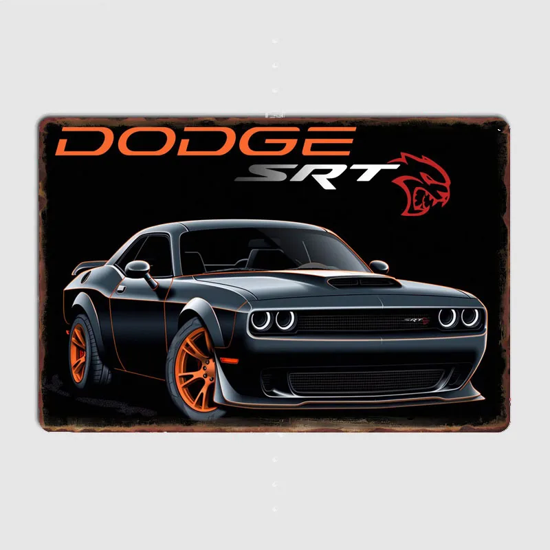 Черный классический автомобильный ретро-постер HELLCAT SRT металлический знак