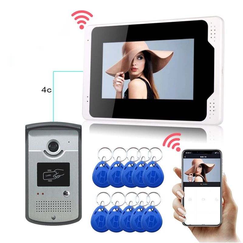 

IP Wifi Video Intercom Doorbell System Smart Video Doorphone Wireless 7" Touch Screen HD Wired Video Door Phone Camera RFID