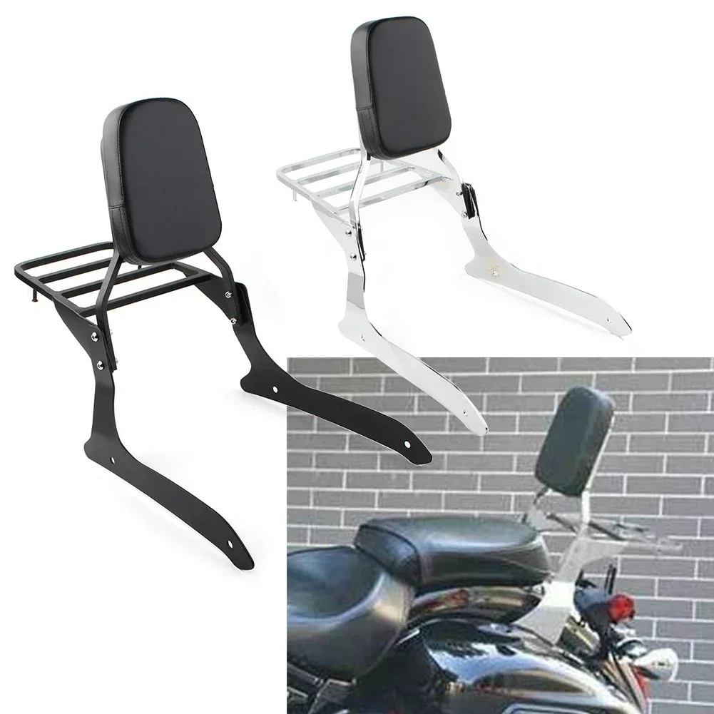 Фото Для Yamaha V-Star XVS1300A V Star 1300 2007-2015 Midnight Chrome/черная спинка мотоцикла Sissy Pad и багажник №2