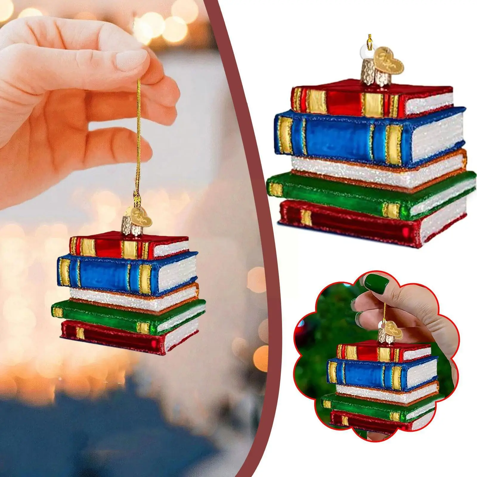 

Рождественские украшения для книжки, влюбленных, украшение для елки, маленькая книжная полка в форме сердца, акриловые украшения, рождестве...