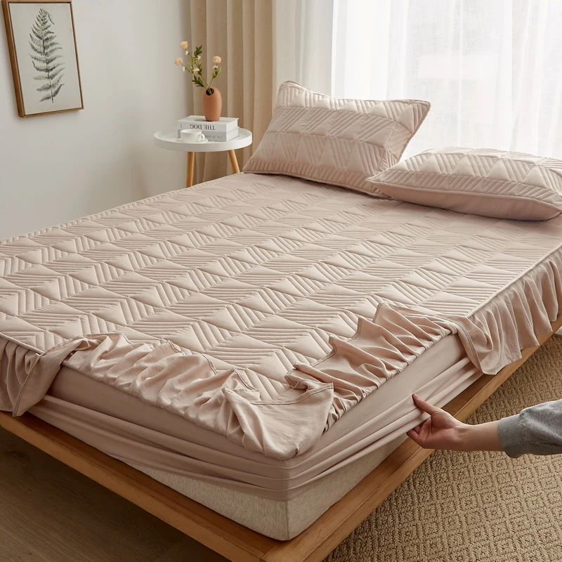 

Nordic Bedding Bedspread Luxury Bed Cover Lace King Ruffle Wrap Easy Fit Thicken Quilted Bed Skirt Mattress Cover Bed Decorate
