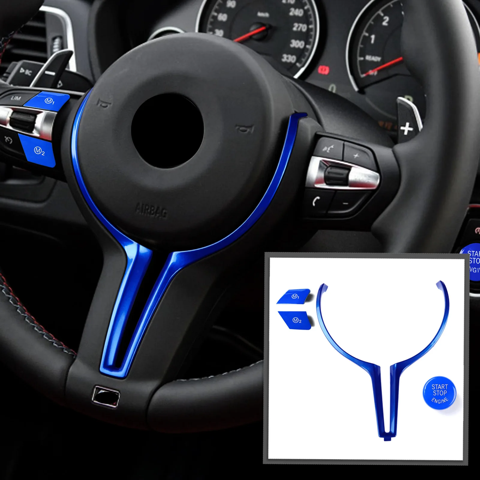 Синяя крышка рулевого колеса внутренняя отделка для BMW M2 F87 M3 F80 M4 F82 F12 X5M X6M