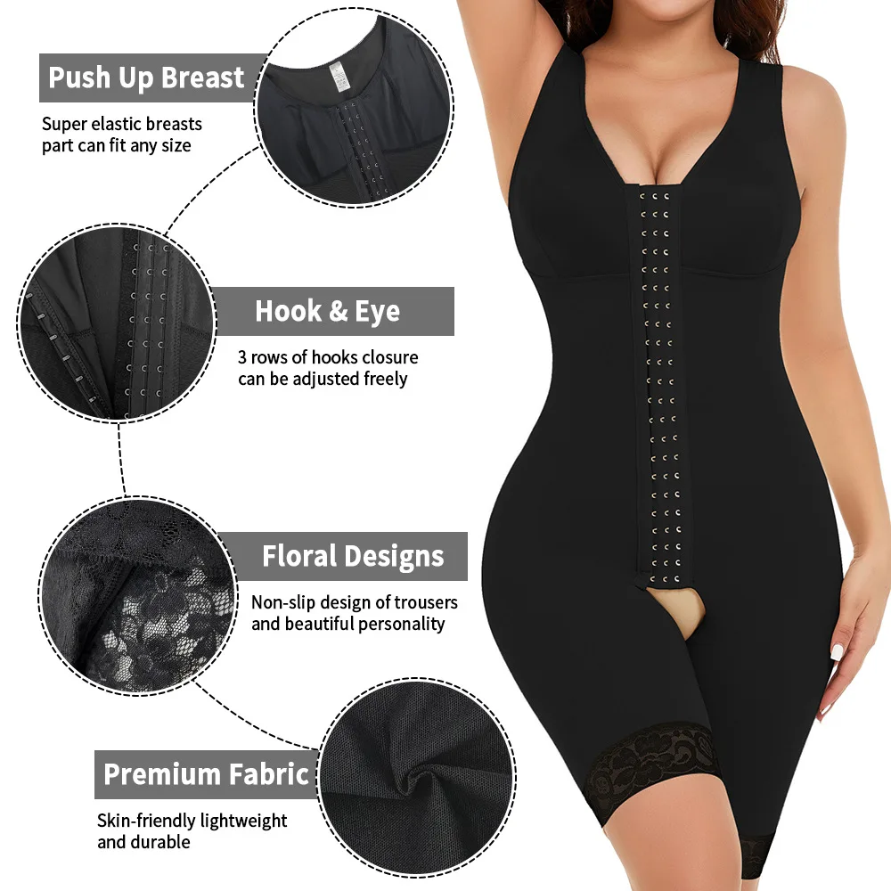 Fajas Colombian Girdle Waist Trainer Butt Lifter Shapewear Women Tummy Control Body Shaper Front Hooks Sheath Buttocks lLfts
