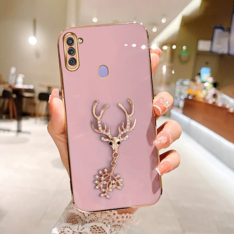 

Antler Pendant Case for Samsung Galaxy M53 M33 M31 M11 M12 M21 M30S M51 M62 F62 M32 M22 M23 M02 4G 5G Luxury Plating Cover Funda