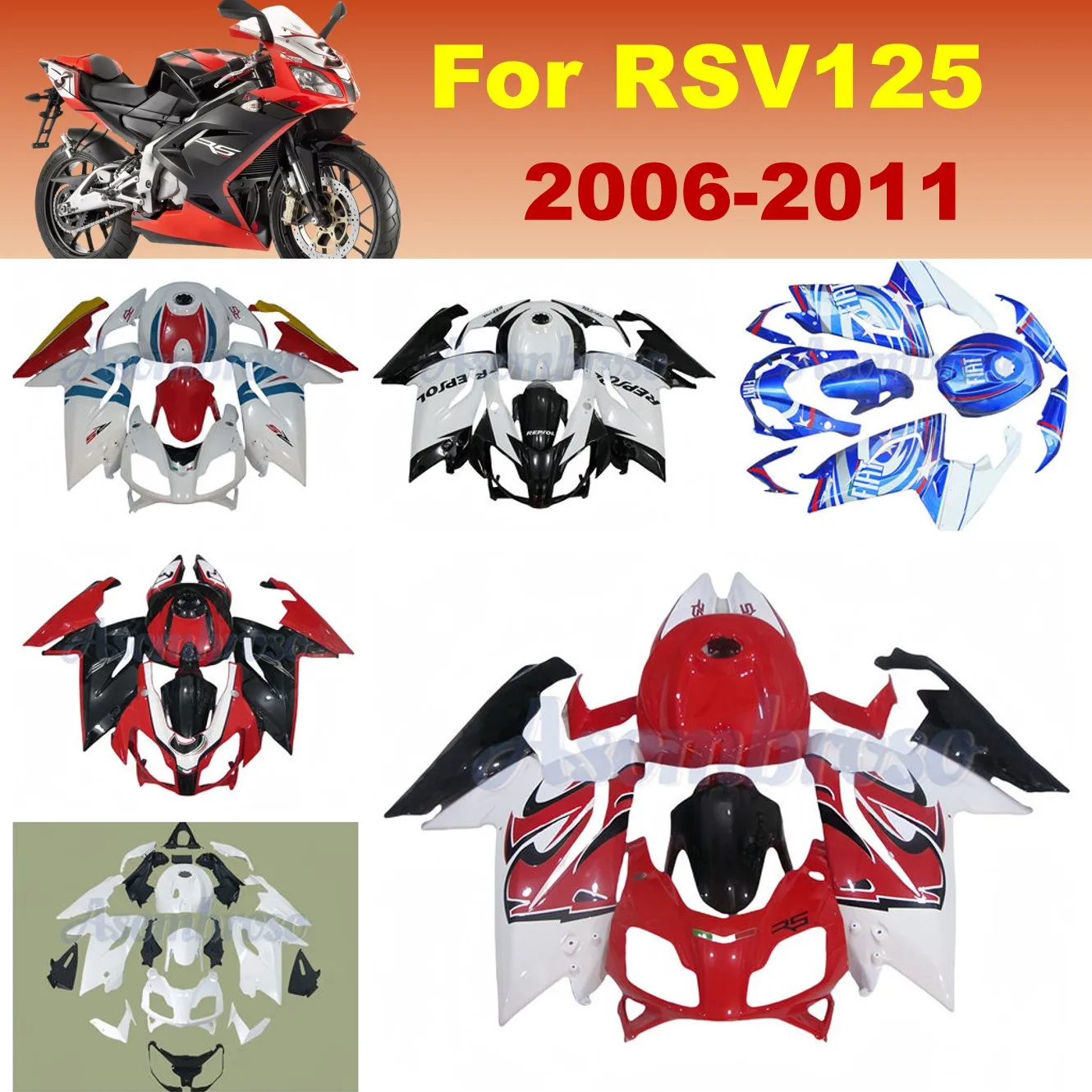 Полный комплект обтекателя для литья под давлением Aprilia RS4 RS125 2006 2007 2008 2009 2010 2011 RSV