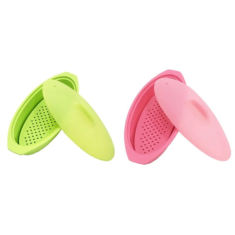 

Microwave Steamer Silicone Steamer With Handle & Lid For Meal Prep With Detachable Partition