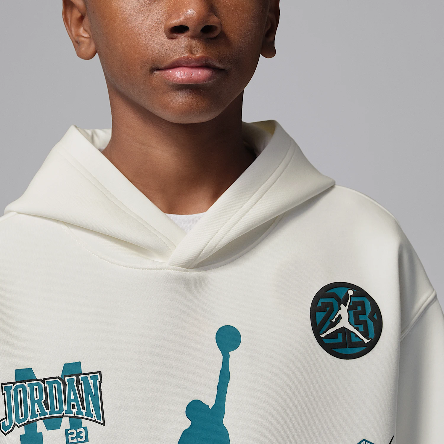 Фото Оригинальная детская вязаная толстовка Nike JORDAN с капюшоном для спорта и отдыха IU5377-133 №3
