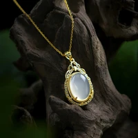 gold inlaid jade pendant womens white jade drop necklace pendant womens retro fashion niche simple jewelry mothers day gift