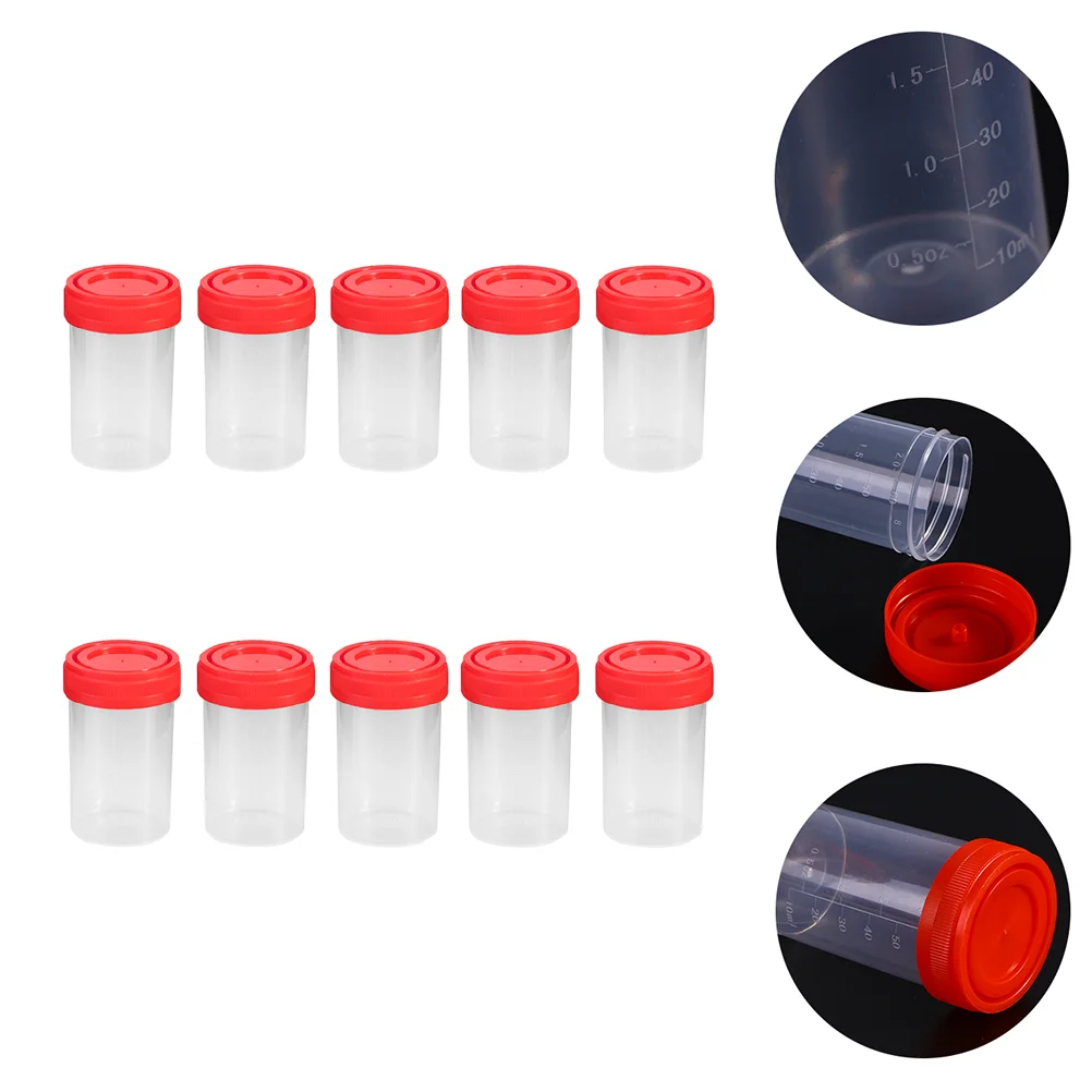 

10pcs Plastic Specimen Cups Urine Container 60ml Sample Cups (Random Color)