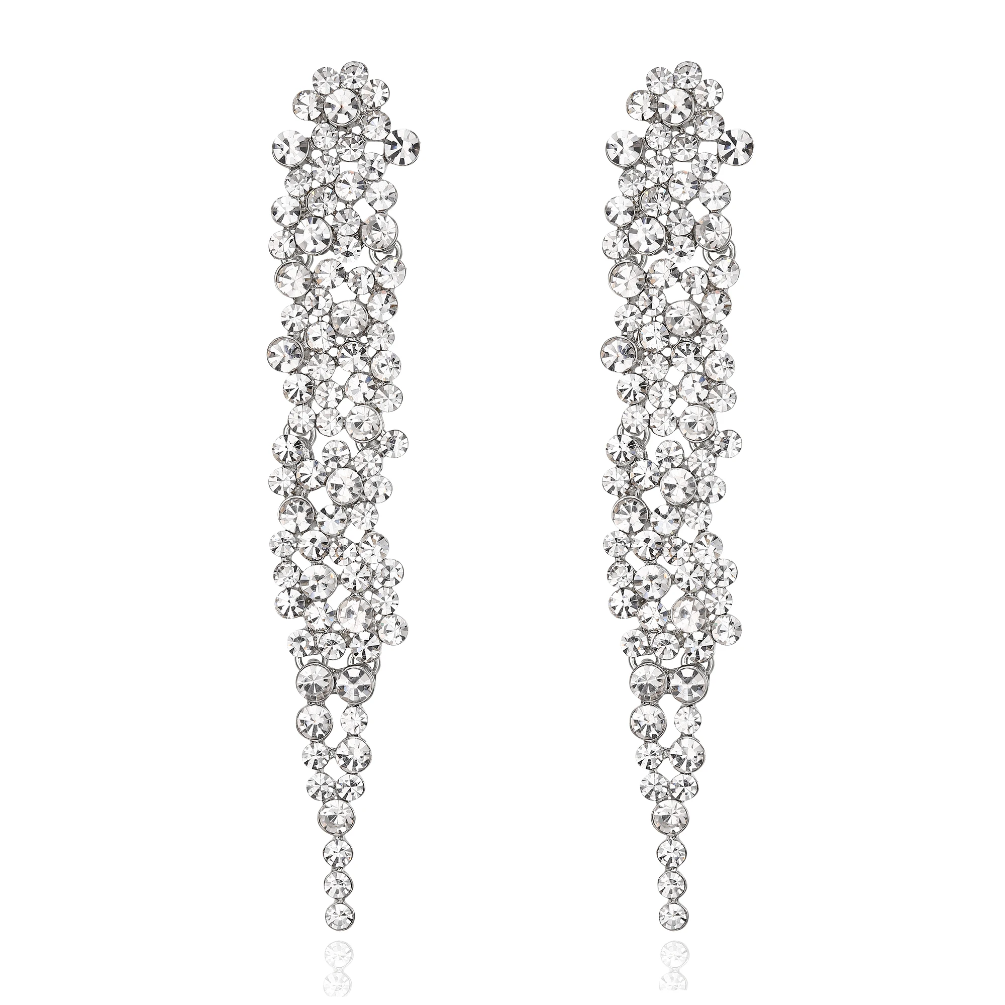 

Vintage Long Drop Earrings Shiny Crystal Rhinestone Earrings for Bride Wedding Jewelry Accessories Party Dangle Earrings
