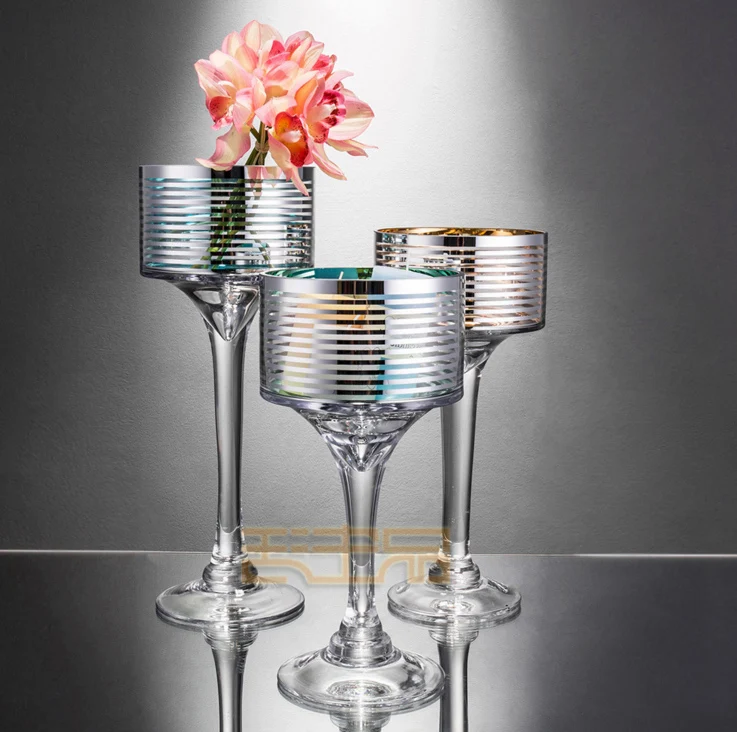 

original German single 22K gold and silver glass vase Candleholder Candlestick crafts decoration wedding model bar club