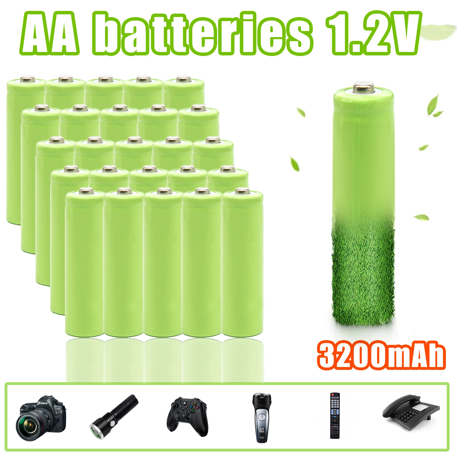 

Bonadget High Performance Battery 3200mAh AA long-lasting NI- MH 1.2 volt AA batteries,Game Controllers/remote controls Battery